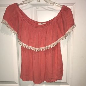 Pink off the shoulder shirt